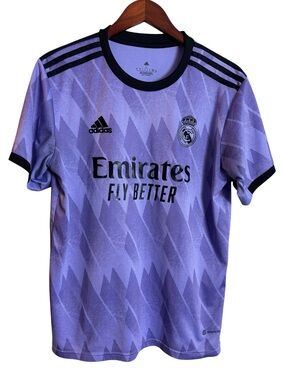 Adidas Real Madrid 2022/23 Away Jersey Purple Black Men's Size Large